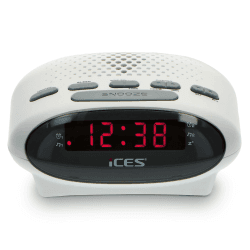 iCES ICR-210 Uhrenradio - Radiowecker mit Stromkabel - 2 Weckzeiten - PLL FM - Schlummerfunktion - Sleeptimer - Gangreserve - kompakt - weiß Angebot bei HelloDeals