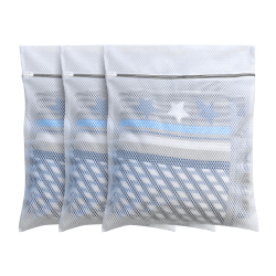 3hochwertige Waben-Netz-Wäschesäcke für Feinwäsche mit Reißverschluss, Reise-Aufbewahrungstaschen, Waschbeutel für Strumpfwaren, Jacken, Mantel, Hosen, Bettlaken, groß 50x60cm (3L, weiß) 3 Set-L+L+L Angebot bei HelloDeals