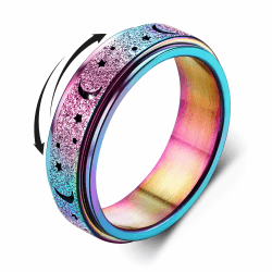 Diamday Anti-Angst Spinner Ringe Fidget Band für Damen Herren - Edelstahl Roller Ringe mit Stresslinderung und Mondstern Sand Blast Finish Mehrfarbig 6-52 (51.9mm） Angebot bei HelloDeals