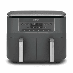 Ninja Dual Zone Digital Air Fryer, 2 Schubladen, 6-in-1, Heißluftfritteuse ohne Öl, 7,6L, Heißluft-Frittieren, Max Crisp, Rösten, Backen, Aufwärmen, Spülmaschinenfeste Körbe, Metallic Grau DZ300EU Metallic Grau 31.5 cm x 38 cm x 26.5 cm Angebot bei HelloDeals