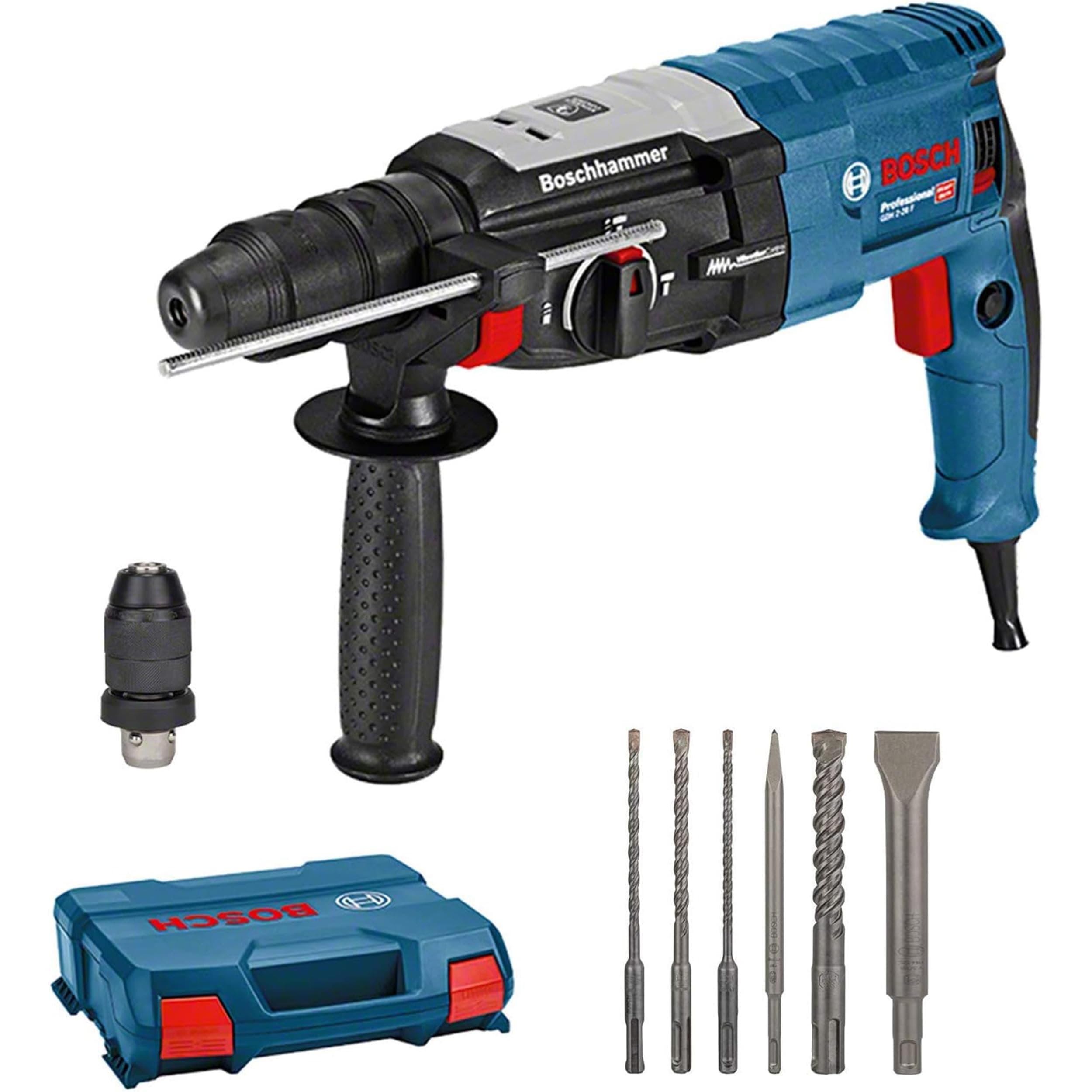 Bosch Professional Bohrhammer GBH 2-28 F (Leistung 880 Watt, Bohr-Ø Beton max: 28 mm, inkl. 6tlg. Bohr-Meißel-Set, SDS-plus, L-Case) - Amazon Exclusive SDS-plus-Wechselfutter, Schnellspannbohrfutter in L-Case Amazon Exclusive Set: inkl. 6tlg. Bohr- und Me Angebot bei HelloDeals