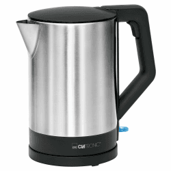 Clatronic® Wasserkocher Edelstahl | 1,5 Liter | BPA frei | Einhandbedienung | Edelstahlgehäuse | Kettle | Station mit Kabelaufwicklung | Wasserkocher schwarz | WKS 3692 schwarz White Angebot bei HelloDeals