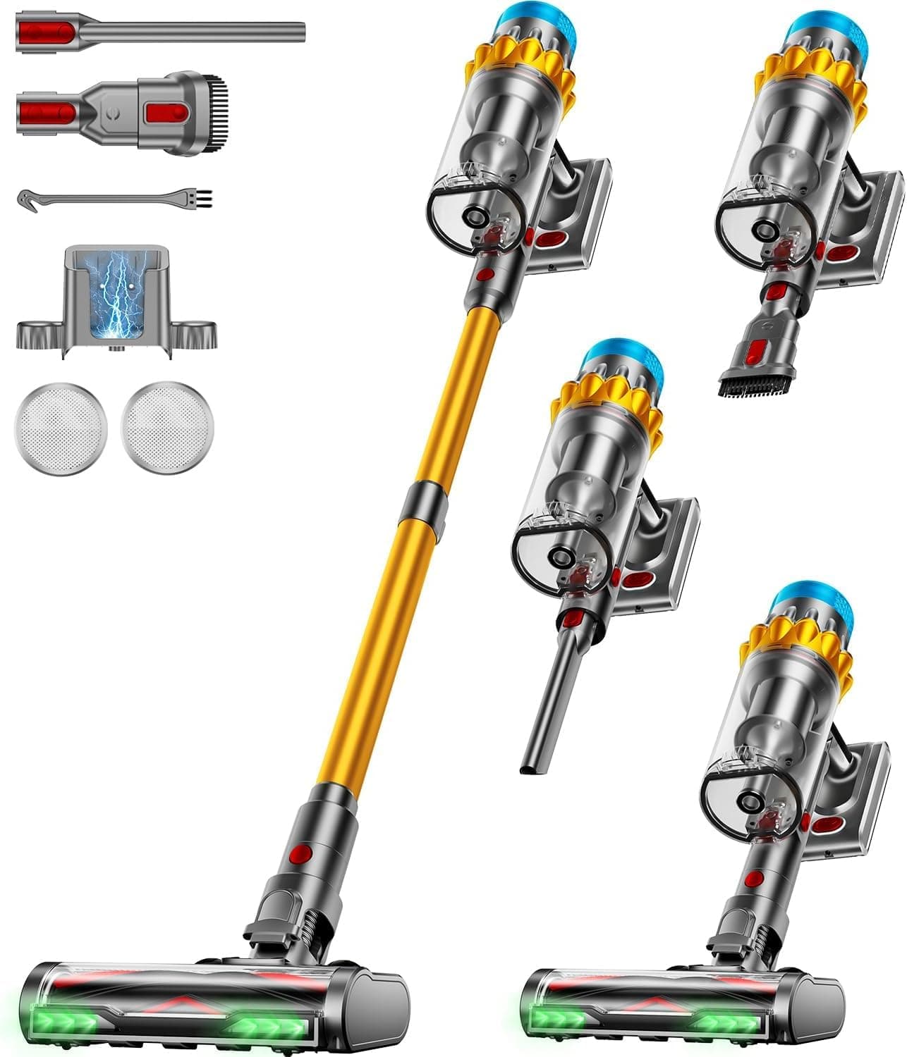 Akku Staubsauger, 50kPa/650W/70Min Staubsauger Kabellos,mit OLED-Display und 1,8-Liter-Behälter, Leistungsstarker, Geeignet für Teppiche, Hartböden und Haare Hellgold Angebot bei HelloDeals