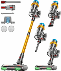 Akku Staubsauger, 50kPa/650W/70Min Staubsauger Kabellos,mit OLED-Display und 1,8-Liter-Behälter, Leistungsstarker, Geeignet für Teppiche, Hartböden und Haare Hellgold Angebot bei HelloDeals