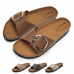 Torotto Pantoletten Damen Sandalen Latschen Schlappen Hausschuhe Bequeme Verstellbare Schnalle 39 EU Ein Knopf Braun Angebot bei HelloDeals