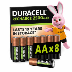 Duracell Akku AA, wiederaufladbare Batterien AA, 8 Stück, Unsere Nr. 1 - längste Haltbarkeit pro Aufladung, vorgeladen [Amazon exclusive] Größe AA - 2500 mAh Akkus 8 Stück (Einzelpackung) Angebot bei HelloDeals