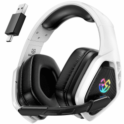 Tatybo 2.4Ghz Wireless Gaming Headset for PS5/PS4/PC(USB-A Port) - 40H Battery Life, Spatial Audio with 360° Flexible Mic, Wireless Headset for Switch/Tablets/Mac and Phone (USB-C Port) Weiß Angebot bei HelloDeals