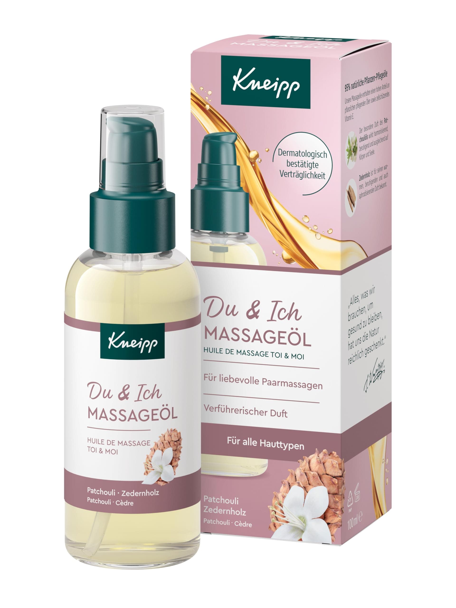 Kneipp Massageöl Du & Ich - Zedernholz & Patchouli - Für liebevolle Paarmassagen - Für alle Hauttypen -100ml Angebot bei HelloDeals