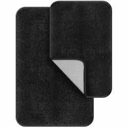 Digiroot Badezimmerteppich Set 2 teilig Badematte rutschfest waschbar Badteppich saugfähig und schnell trocknend Duschvorleger schwarz Garnbüschel-Material sehr weich 40 x 60 cm 50 x 80 cm Angebot bei HelloDeals