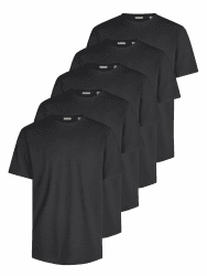 Only & Sons Tshirt Herren Regular Fit ONSJEFF LONGY 5er Set Pack lang geschnitten Rundhals Kurzarm Sommer Tee Shirt Basic Schwarz Weiß Blau Beige Grau Grün S M L XL XXL 3XL L Black (22039223) Angebot bei HelloDeals