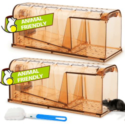TAKRINK Mausefalle Lebend 2er Set Tierfreundlich Mäusefalle Hochsensitive Lebendfalle Maus Wiederverwendbar Kein Kontakt mit Ratten für in der Küche im Garten im Lager(17.2X6.5X6.8CM) Mittelgroß Angebot bei HelloDeals