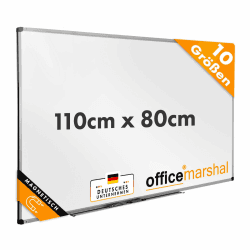OfficeMarshal Magnetisches Whiteboard 110x80cm mit Alurahmen und abnehmbare Stiftablage für Büro, Heim und Schule, Magnettafel Kratzfest und trocken abwischbar | Magentboard Weiß 110x80 Cm Angebot bei HelloDeals