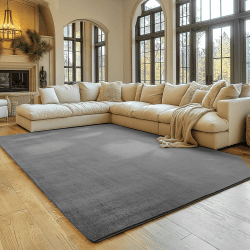 SIMPEX Teppich Wohnzimmer Grau 160x220 cm Kurzflor Teppich Waschbar, weich & rutschfest, modern einfarbiges Design für Wohnzimmer, Küche Schlafzimmer, & Kinderzimmer 160 x 220 cm (Rechteckig) Grau Angebot bei HelloDeals