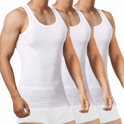 FALARY Unterhemd Herren 3/5er Pack Tank Top 100% Baumwolle Männer Weiß Schwarz Mehrfarbig alle Größen gekämmte Feinripp XL Weiß X3 Angebot bei HelloDeals