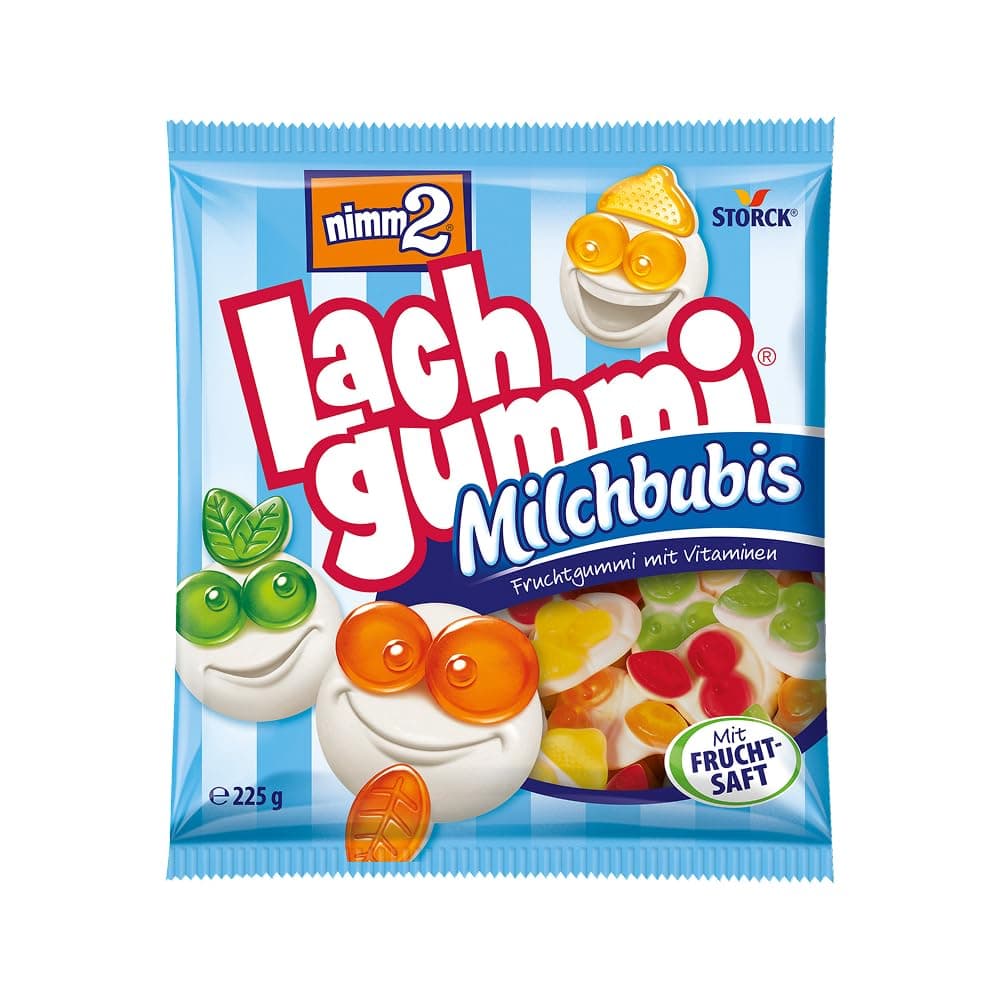 nimm2 Lachgummi Milchbubis – 1 x 225 g – Fruchtgummis mit Fruchtsaft, Vitaminen und Milch – Süßigkeit in vier Geschmacksrichtungen Milchbubis 1 x 225g Angebot bei HelloDeals