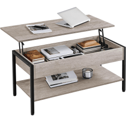 Yaheetech Couchtisch Ausziehbarer Kaffeetisch mit höhenverstellbarer Platte und verstecktem Stauraum Sofatisch Beistelltisch für Wohnzimmer/Büro/Balkon/Flur, Grau Angebot bei HelloDeals