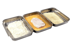 APS Panierstation, 3-teilig - Profi-Panierset bestehend aus 3 koppelbaren Edelstahl-Schalen (je 18 x 15,5 cm) / platzsparend stapelbar/spülmaschinengeeignet Angebot bei HelloDeals