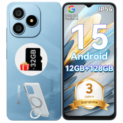 Blackview Wave 9C Handy Ohne Vertrag, Android 15 Phone, 12GB+128GB/2TB TF, 6.56", 5000mAh Smartphone Ohne Vertrag Günstig, IP54, 13MP+8MP, Fingerabdruck/GPS/OTG/Ring-Halter Handyhülle Blue 128GB Angebot bei HelloDeals