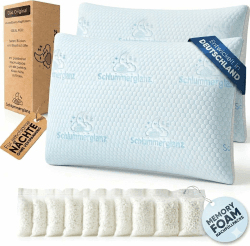 Memory Foam Kissen - Kopfkissen 40x80 höhenverstellbar - Pillows for Sleeping für Seitenschläfer und andere - Premium Füllung gegen Nackenschmerzen - richtige Höhe Finden -2er Set Angebot bei HelloDeals