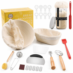 Brotback-Set, Rund & Oval, 12-teilig, Natürliches Rattan, Zubehör für Brot, Pflegeleicht für Anfänger und Profis Rund+Oval Geschenkset Angebot bei HelloDeals
