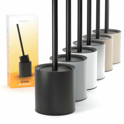 SAVEGA - Klobürste Silikon Edelstahl - Antibakterielle Toilettenbürste mit stilvollem WC Bürstenhalter - Design WC Bürste Silikon mit Spritzschutz - Klobesen - Toilet Brush (Schwarz) Schwarz Bodenstehend Angebot bei HelloDeals