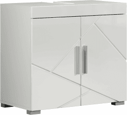 trendteam smart living Amanda Waschbeckenunterschrank Weiß/Weiß Hochglanz Unterschrank für das Badezimmer mit 2 Türen und 1 Einlegeboden 60 x 56 x 34 cm Moderner Stil Weiß WBU modern Angebot bei HelloDeals