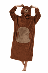 Kuscheldecke zum Anziehen mit Ärmeln und Kapuze Unisex Übergroßes Tiere Decken Pulli Damen Lustige Riese lang Hoodie Decke Winter flauschiger Comfy und Warm Sofadecke Braunbär Einheitsgröße Angebot bei HelloDeals
