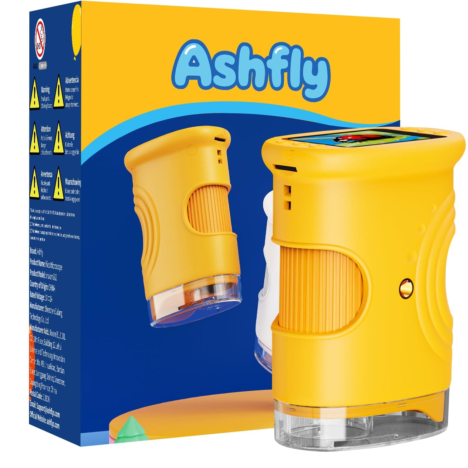 Ashfly Digitale Mikroskop für Kinder, 4K Tragbares Taschenmikroskop für Garten, Wald & Experimente, Kindermikroskop mit HD-2.0" Bildschirm [inkl Fotofunktion] ab 3 Jahren Yellow Angebot bei HelloDeals
