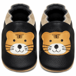 IceUnicorn Krabbelschuhe Baby Lauflernschuhe Jungen Mädchen Weicher Leder Babyhausschuhe Kleinkind Rutschfeste Lederschuhe Baby 6-12 Monate Schwarzer Tiger Angebot bei HelloDeals