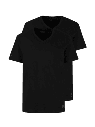 TOM TAILOR Herren Doppelpack T-Shirt mit V-Ausschnitt T-Shirt mit V-Ausschnitt im Doppelpack XXL 29999 - Black Angebot bei HelloDeals