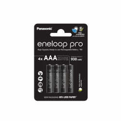 eneloop pro, AAA/Micro NI-MH Akku, 4er-Pack, Kapazität mit min. 930 mAh, Ready-to-Use NI-MH Akkus, bis zu 500 Mal wiederaufladbar, plastikfreier Verpackung, pro, schwarz 4 Count AAA Single Angebot bei HelloDeals