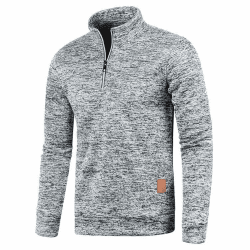 Half Zip Pullover Herren Ohne Kapuze Männer für Solid Arbeitspullover Oversize Winter Sport Arbeitspullover Sweater Men Alphanumerisch L Hellgrau Angebot bei HelloDeals