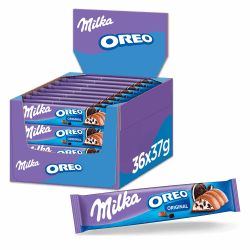 Milka Schokoriegel – Alpenmilch-Schokolade mit Kakaokeks-Stücken und feiner Milchcrèmefüllung – 36 x 37g Kekse & Sahne 37 g (36er Pack) Angebot bei HelloDeals