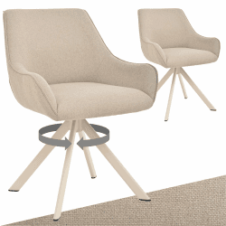 Esszimmerstühle Drehbar 2er Set mit Armlehne – 360°Drehbar Polsterstuhl Leinen Modern Drehstuhl Küchenstuhl mit Beige Metallgestell und Lehne für Esszimmer, Wohnzimmer, Büro, Beige 2 Leinen-beige Beine 2er Angebot bei HelloDeals