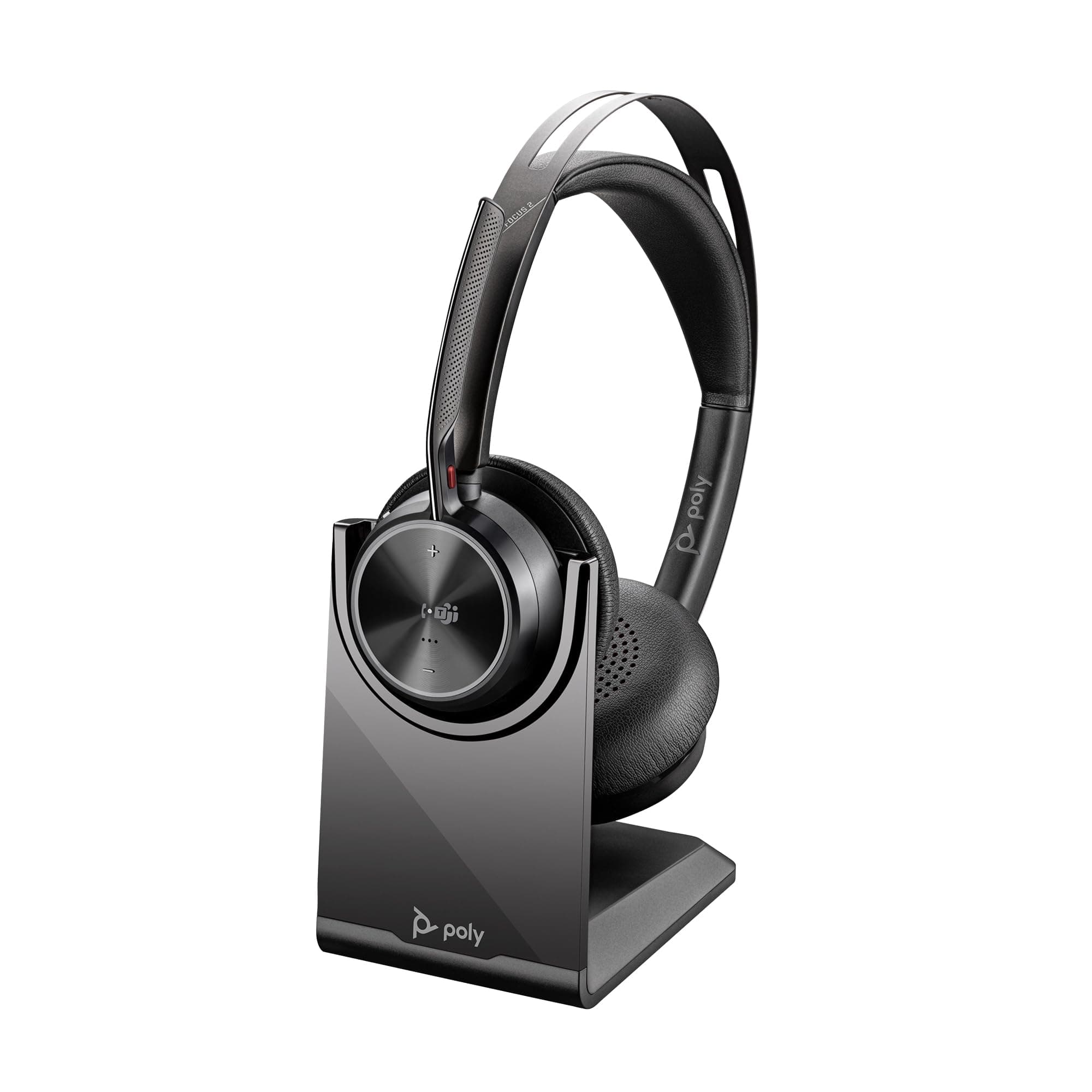 Poly Voyager Focus 2 USB-C Headset für Microsoft Teams, mit USB-C/A Adapter und Ladestation – Bluetooth, ANC, Acoustic Fence Technologie, bis zu 25 Stunden Sprechzeit, Schwarz 2024 Version (USB-C) Teams zertifiziert mit Ladestation Angebot bei HelloDeals