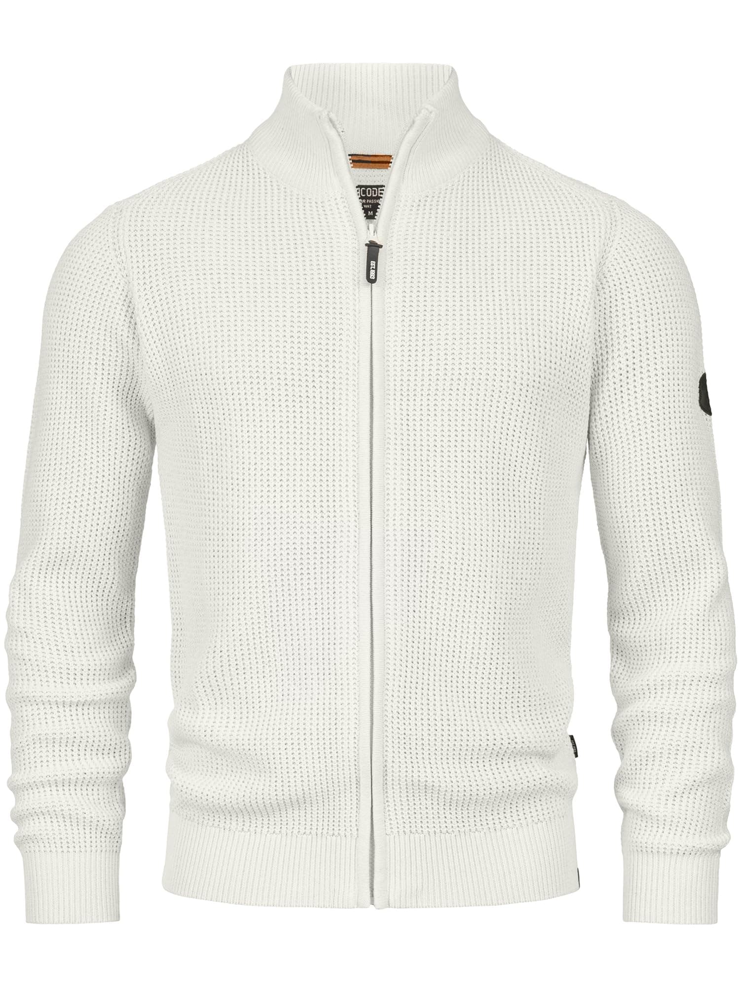 Indicode Herren INLayton Strickjacke mit Stehkragen und Reißverschluss | Cardigan Feinstrickjacke für Männer L White Asparagus Angebot bei HelloDeals