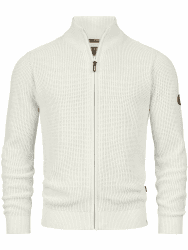 Indicode Herren INLayton Strickjacke mit Stehkragen und Reißverschluss | Cardigan Feinstrickjacke für Männer L White Asparagus Angebot bei HelloDeals