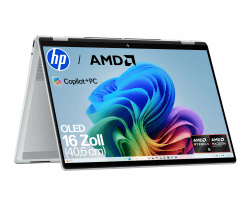 HP OmniBook X Flip 2in1 Next Gen AI Laptop | AMD Ryzen AI 5 340 (6C) | dedizierte NPU für KI | 50 NPU Tops | Copilot+ PC | 16" WUXGA 1920x1200 Touchscreen | 16GB | 512GB SSD | Win11 | QWERTZ | Silber AMD Ryzen AI 5 340 512 GB SSD Angebot bei HelloDeals