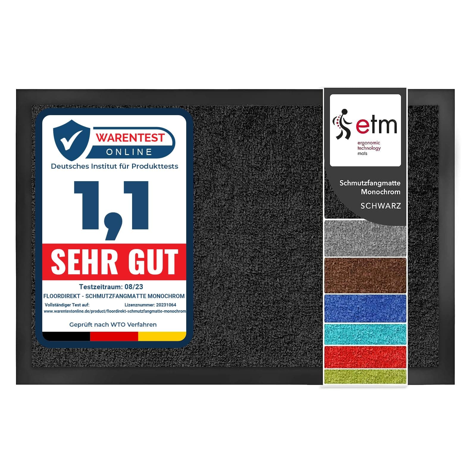 etm Schmutzfangmatte ColorLine | Türmatte in vielen Größen | Fußmatte für Innenbereich | Rutschfester Teppich für Flur, Haustür, Eingang, Eingangsbereich, Vorzimmer - Schwarz 200x400 cm 200 x 400 cm Schwarz Angebot bei HelloDeals