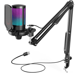 FIFINE Gaming Mikrofon PC mit Arm, USB Microphone Kit mit Stummschalttaste für Podcast Streaming Studio, für MAC PS4 PS5 Mikrofon mit Arm Schwarz Angebot bei HelloDeals