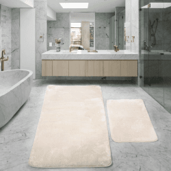 Relax Rutschfeste Badematte, Creme, 2er Set (80x150 cm) + (50x80 cm) Angebot bei HelloDeals
