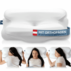 Orthopädisches Schlafkissen „Night Owl“ – Ergonomisches Nackenstützkissen mit Doppelhöhe aus Memory-Schaum – Für Rücken-, Seiten- & Bauchschläfer – Waschbarer Ice-Silk-Bezug Weiß Night Owl Angebot bei HelloDeals
