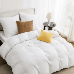 BEDSURE Bettwäsche 220x240 3teilig Weiß - 1 Bettbezug 240x220 cm + 2 Kissenbezüge 80X80 cm, ÖKO-TEX Bettwäsche-Sets Weiß Polyester Mikrofaser mit Reißverschluss 04 - Weiß 220 x 240 cm 3teilig Angebot bei HelloDeals