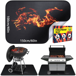 Feuerfeste Unterlage, 100 × 150cm Hitzebeständig bis 1800°F Hitzeschutzmatte, Grillmatte, Feuerschutzmatte, Fallschutzmatten Outdoor, Bodenschutzmatte, BBQ Gril Matte 100*150cm Angebot bei HelloDeals