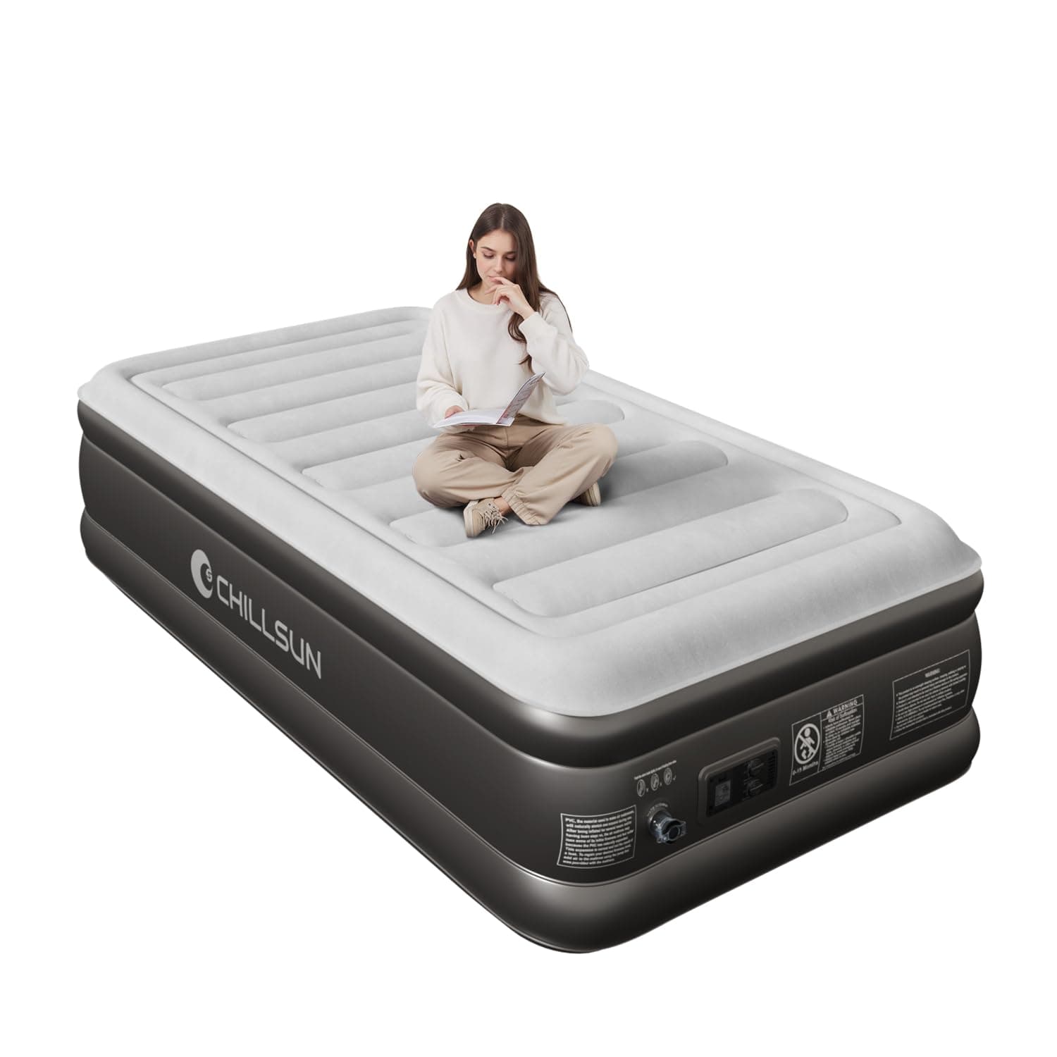 CHILLSUN Luftbett Selbstaufblasend mit Pumpe, Luftmatratze für 1 Person, Leicht und Einfach zu Verstauen, Hohe Stabilität und Tragfähigkeit, 190x100x46 cm für Camping, Gästezimmer, Heim Angebot bei HelloDeals