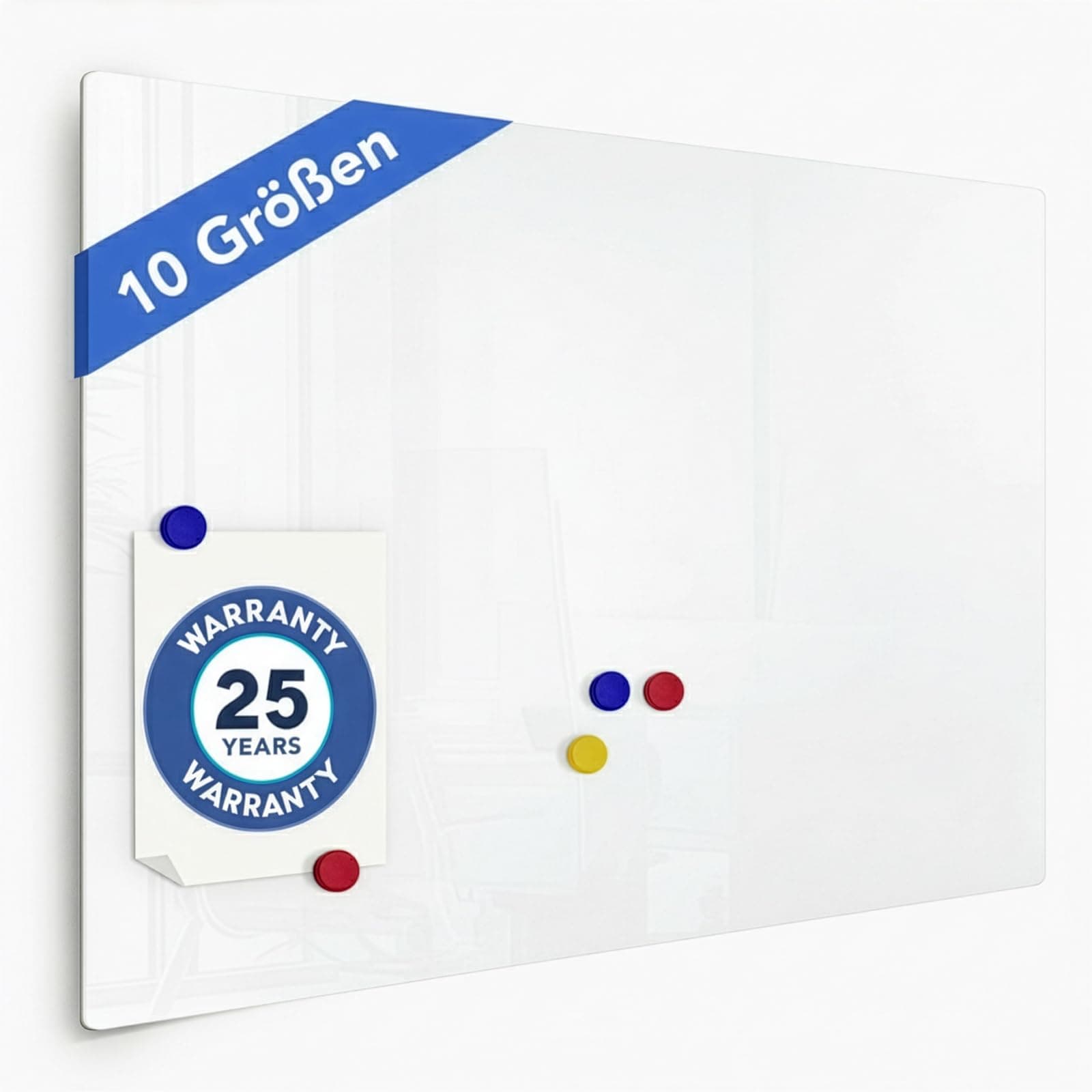 Floordirekt Glasmagnet Tafel - Pinnwand magnetisch & beschreibbar, Glas-Whiteboard inkl. 5 Magnete - Magnettafel - Schreibtafel Magnet Wand für Küche & Büro (Weiß, 60 x 90 cm) Weiß 90B x 60H cm Angebot bei HelloDeals