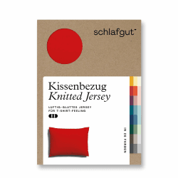 schlafgut Knitted Jersey Kissenbezug 70x90 cm Red Deep Uni weicher Premium Kopfkissenbezug einzeln, faltenfrei mit Elasthan Red Deep 70x90 Angebot bei HelloDeals