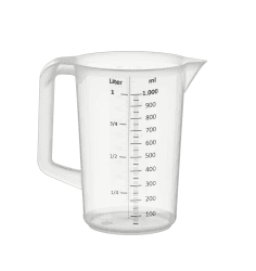 APS 30047 Messbecher 1 Liter, Ø 12 x H: 17 cm, Kunststoffbecher mit geprägter Maßskalierung außen, geschlossener Griff, 1- und ml-Liter- Einteilung, spülmaschinengeeignet geschlossener Griff 1 liter Angebot bei HelloDeals