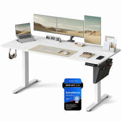 SONGMICS Höhenverstellbarer Schreibtisch elektrisch, 160 x 70 cm, stufenlos verstellbar, Memory-Funktion mit 4 Höhen, wolkenweiß LSD136W01 160 x 70 cm Wolkenweiß Angebot bei HelloDeals