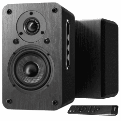 LONPOO Aktiv Regal-Lautsprecher Paar,100W RMS Aktivlautsprecher mit 4-Zoll Kohlefaser-Tieftöner, Bluetooth 5.3, HDMI ARC, Optisch, Koaxial, USB, AUX-IN, Fernbedienung (LP42X-Schwarz) LP-42XB Aktiv lautsprecher Angebot bei HelloDeals
